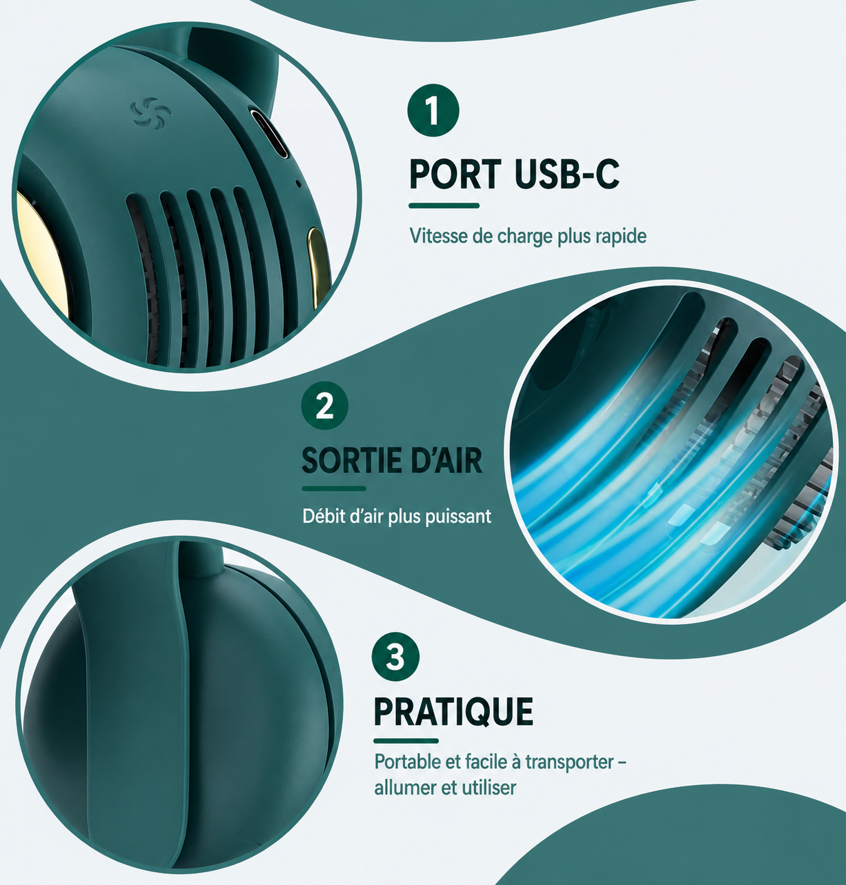 Mini ventilateur portable sans pales