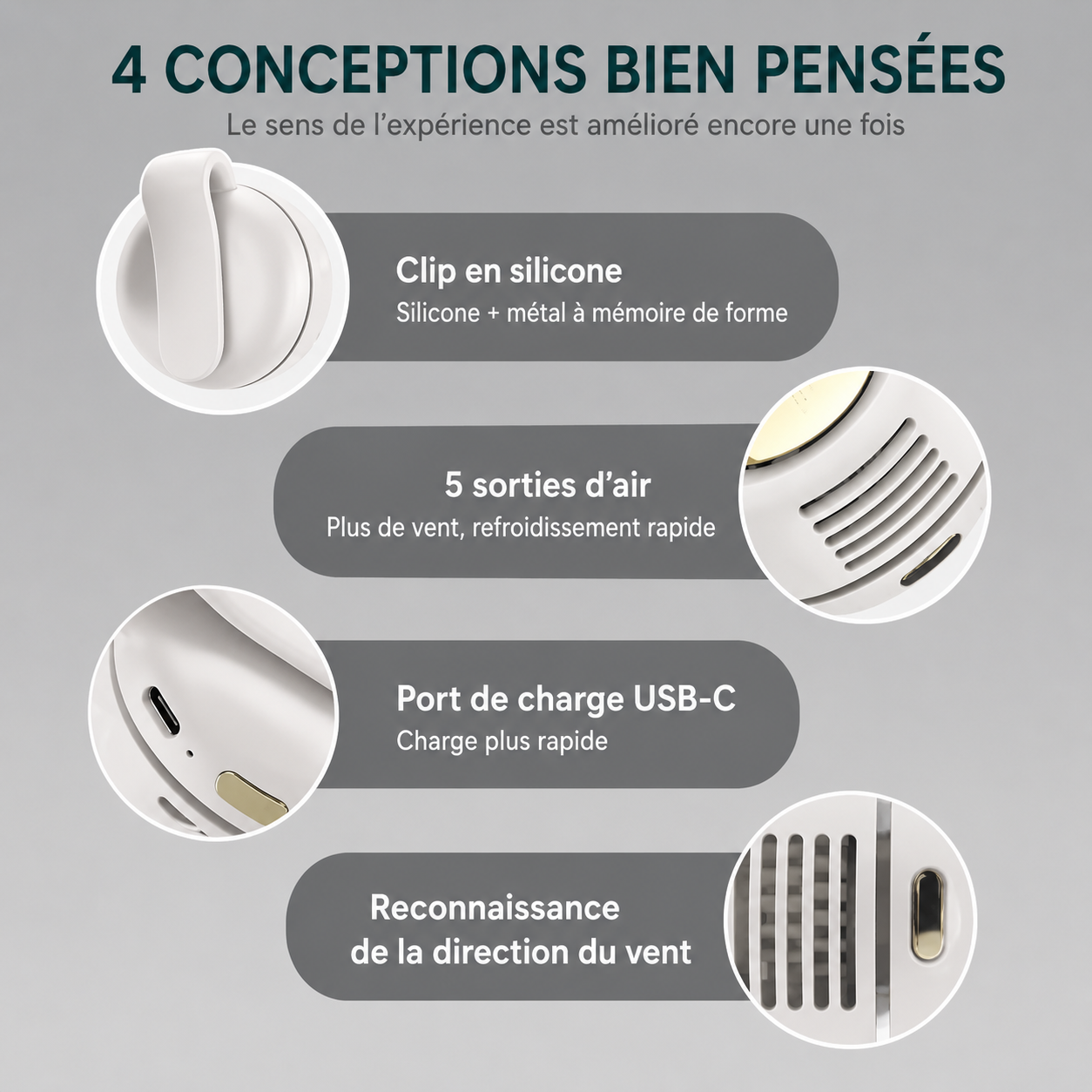 Mini ventilateur portable sans pales